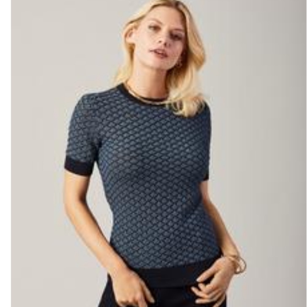 Brooks Brothers Textured Short Sleeve Sweater